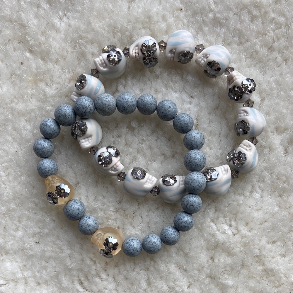 SheBee Designer Beaded Skull Bracelet Set